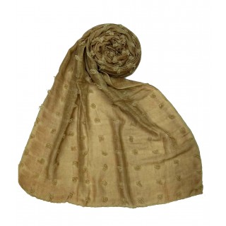 Designer Cotton Checkered Stole - Peanut Brown